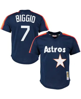 Men's Mitchell & Ness Craig Biggio Navy Houston Astros 1991 Cooperstown Collection Mesh Big and Tall Pullover Jersey