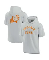 Men's and Women's Fanatics Signature Gray Phoenix Suns Super Soft Fleece Short Sleeve Pullover Hoodie