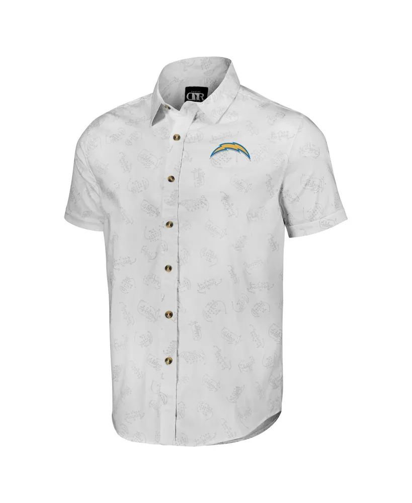 Men's Nfl x Darius Rucker Collection by Fanatics White Los Angeles Chargers Woven Short Sleeve Button Up Shirt