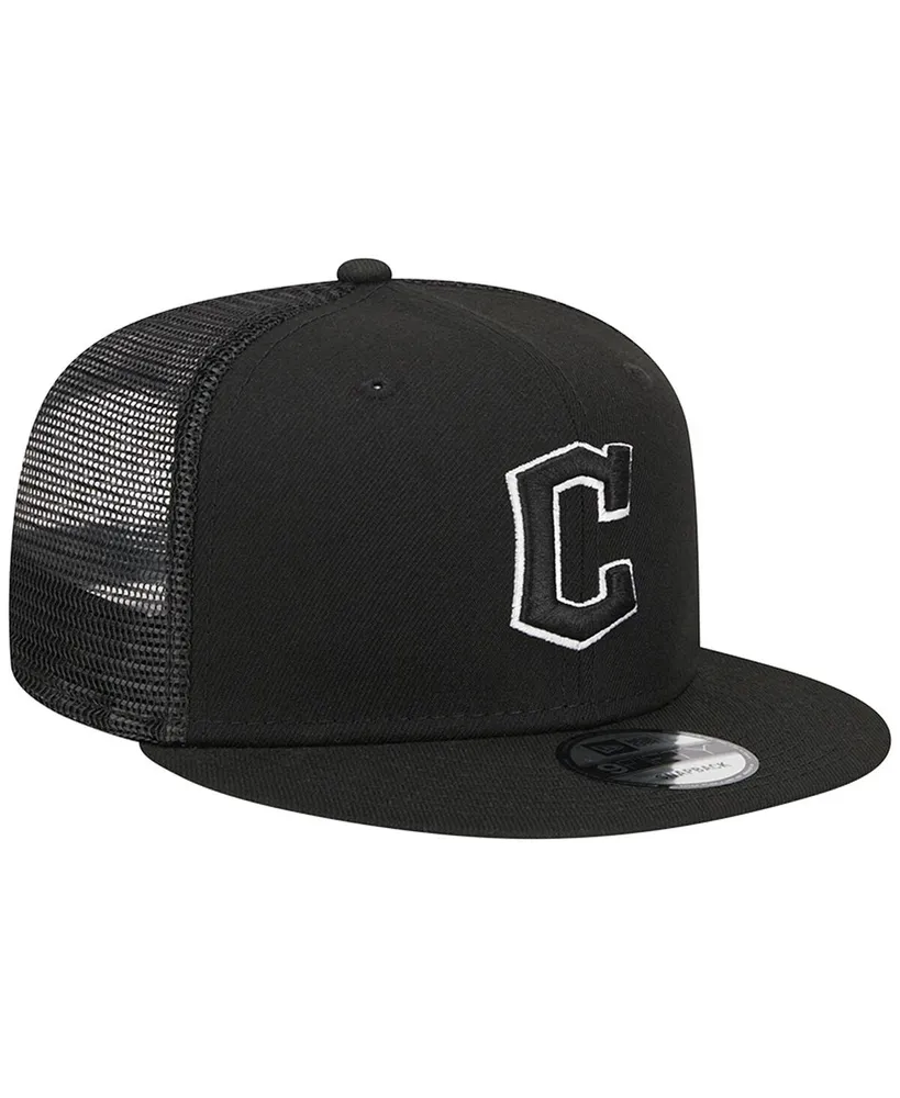 Men's New Era Black Cleveland Guardians Trucker 9FIFTY Snapback Hat