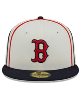Men's New Era Cream, Navy Boston Red Sox Chrome Sutash 59FIFTY Fitted Hat