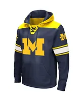 Men's Colosseum Navy Michigan Wolverines Big and Tall Hockey Lace-Up Pullover Hoodie