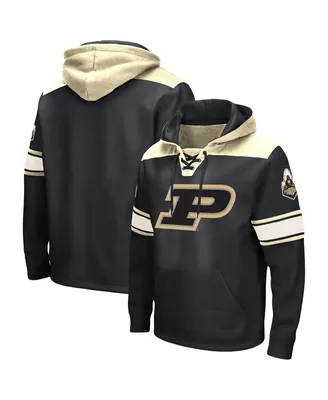 Men's Colosseum Black Purdue Boilermakers Big and Tall Hockey Lace-Up Pullover Hoodie