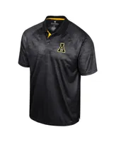 Men's Colosseum Black Appalachian State Mountaineers Honeycomb Raglan Polo Shirt