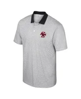 Men's Colosseum White Boston College Eagles Print Stripe Polo Shirt