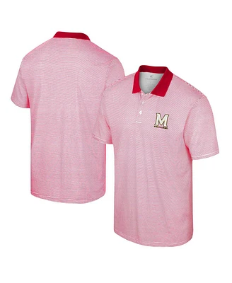 Men's Colosseum White, Red Maryland Terrapins Print Stripe Polo Shirt