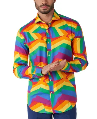 OppoSuits Men's Long-Sleeve Zig-Zag Rainbow Shirt
