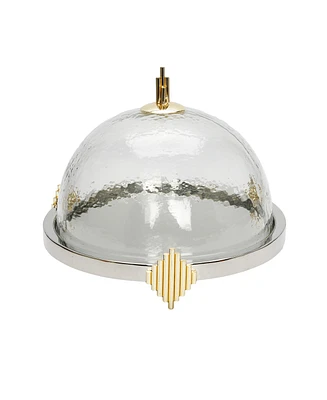 Classic Touch Cake Dome with Stainless Steel Base Symmetrical Design