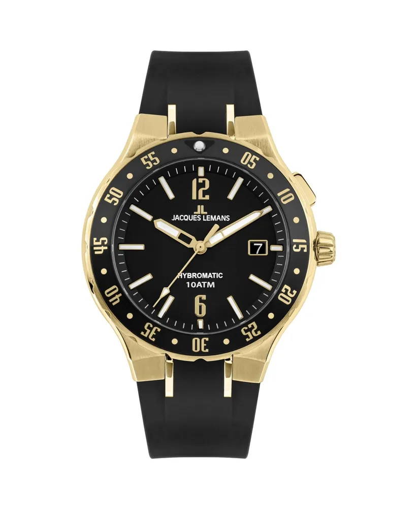 Jacques Lemans Men's Hybromatic Watch with Silicone Strap and Solid  Stainless Steel Ip-Gold 1-2109 | Hawthorn Mall