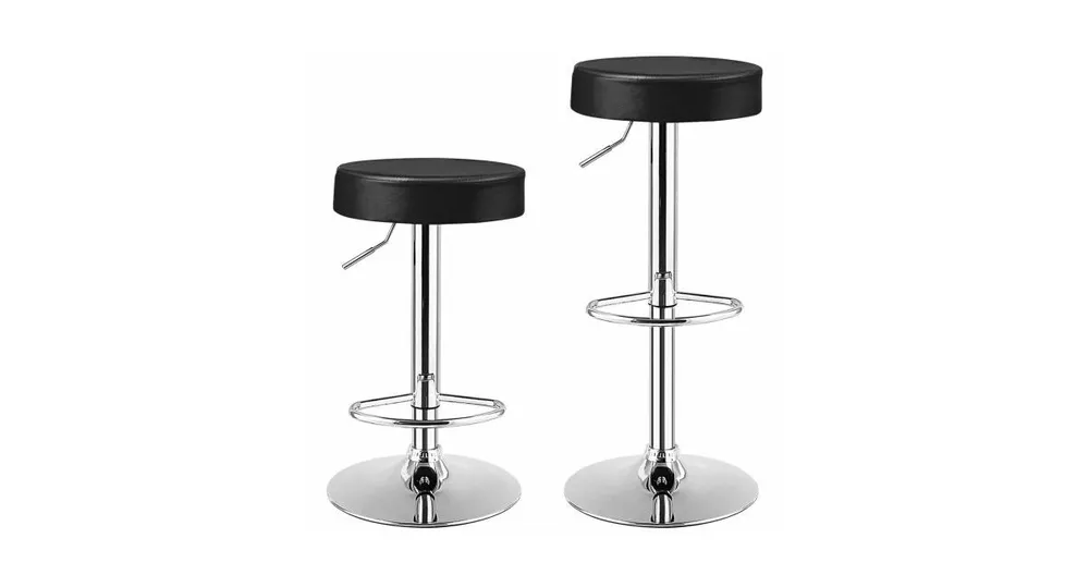 Set of 2 Adjustable Swivel Round Bar Stool Pub Chairs