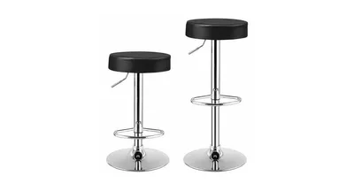 Set of 2 Adjustable Swivel Round Bar Stool Pub Chairs