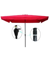 Simplie Fun 10 X 6.5FT Rectangular Patio Umbrella Outdoor Market Umbrellas With Crank And Push Button
