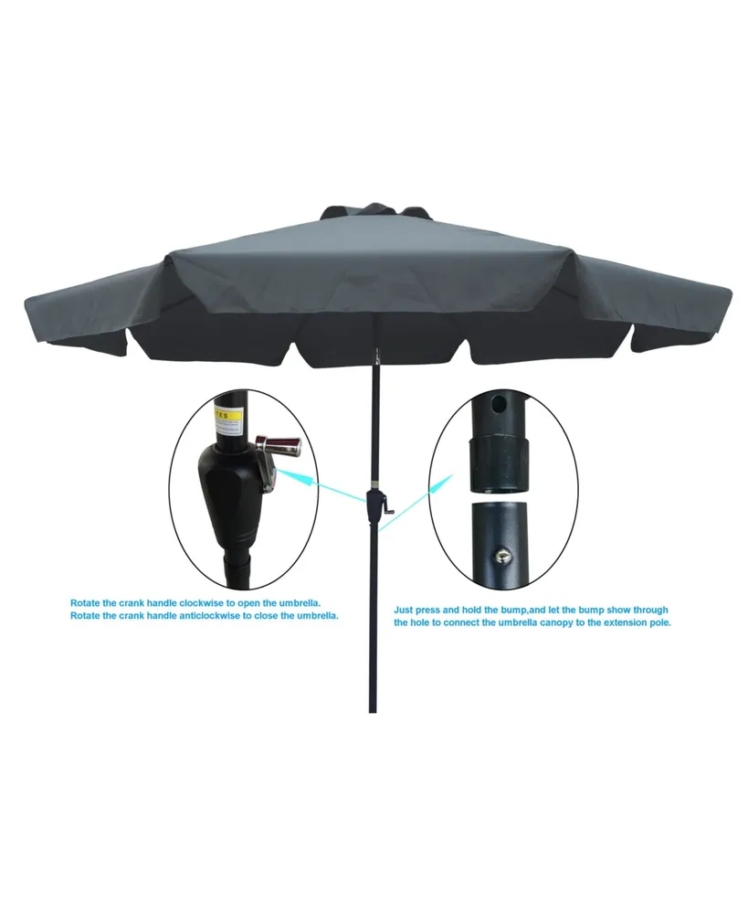 Simplie Fun Outdoor Patio Umbrella 10FT With Flap, 8 Pieces Ribs With Tilt An Crank, Without Base