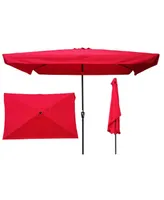 Simplie Fun 10 X 6.5FT Rectangular Patio Umbrella Outdoor Market Umbrellas With Crank And Push Button