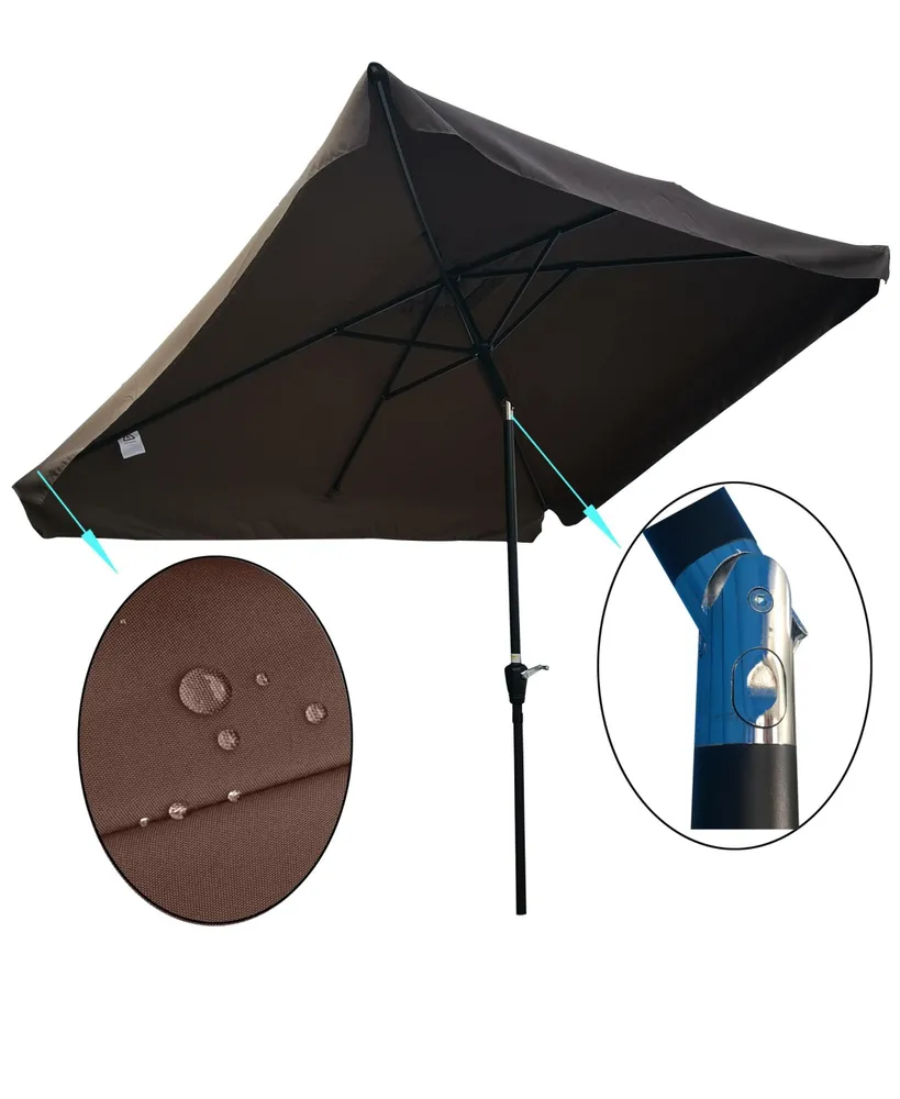 Simplie Fun 10 X 6.5FT Rectangular Patio Umbrella Outdoor Market Umbrellas With Crank And Push Button