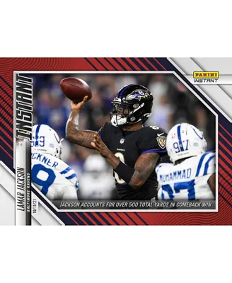 Lamar Jackson Baltimore Ravens Fanatics Exclusive Parallel Panini America Instant 2021 Week 5 500 Yard Performance Single Trading Card