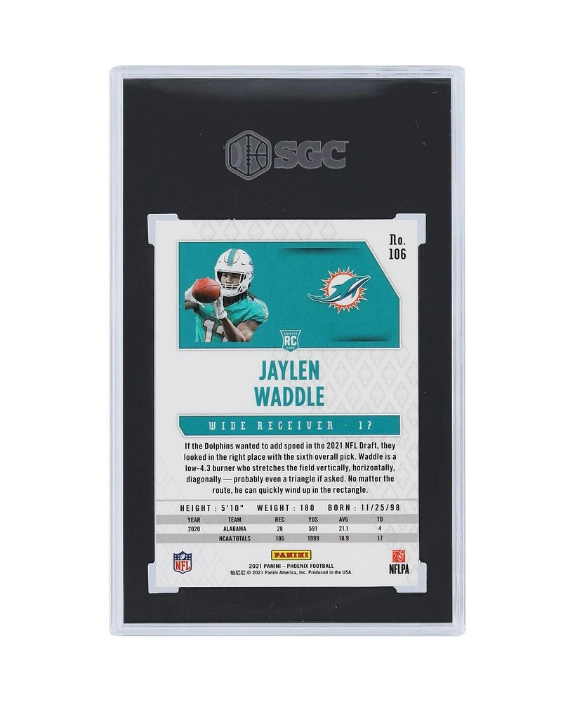 Jaylen Waddle Miami Dolphins 2021 Panini America Phoenix Fire Burst #106 Sgc Authenticated Rookie Card