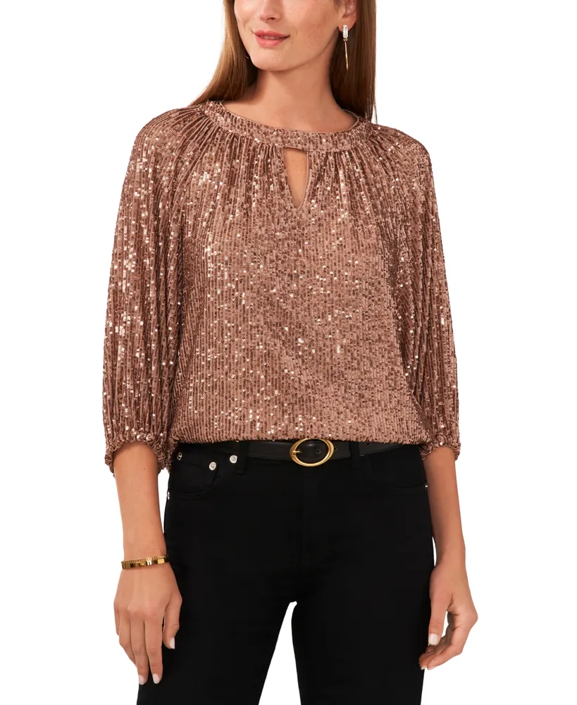 Vince Camuto Women's Keyhole Detail Raglan Sleeve Top