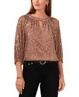 Vince Camuto Women's Keyhole Detail Raglan Sleeve Top