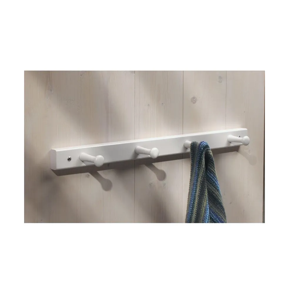 mDesign Wall Mount Hanging Storage Organizer Rack, 4 Hooks - 2 Pack - White