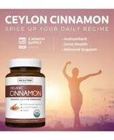 Healths Harmony Organic Ceylon Cinnamon Tablets, Cinnamon Supplements for Energy, Heart, and Metabolism Support, Healths Harmony, 120ct
