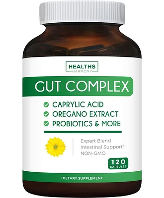 Healths Harmony Gut Complex with Caprylic Acid, Oregano Leaf, Probiotics Capsules, Health's Harmony, 120ct