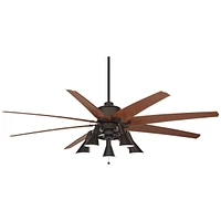 72" Predator Rustic Farmhouse Indoor Ceiling Fan with Led Light Remote Control English Bronze Metal Cherry for Living Room Kitchen House Bedroom Famil