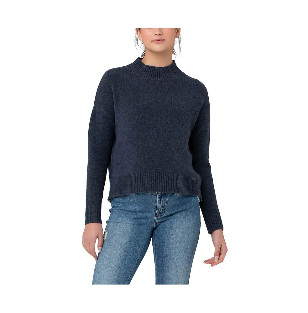 Ripe Maternity Jade Crop Nursing Knit Sweater Denim Marle