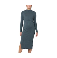 Ripe Maternity Nella Rib Nursing Knit Dress Teal