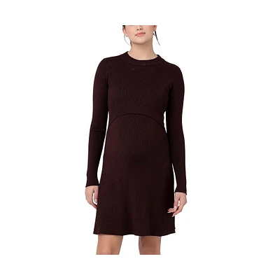 Ripe Maternity Hailey Rib Knit Nursing Dress Chocolate