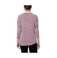 Ripe Maternity Lionel Long Sleeve Nursing Tee Maroon/White