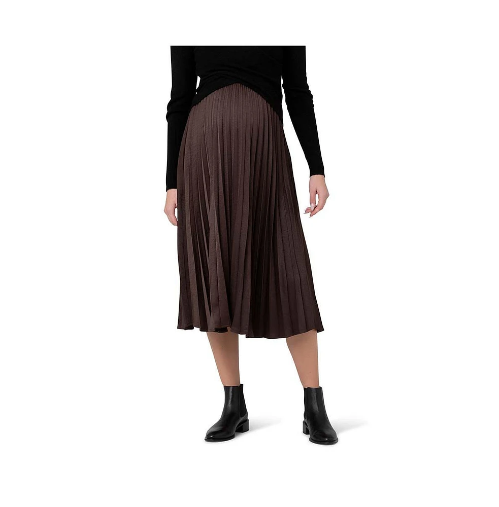 Ripe Maternity Satin Pleat Skirt Chocolate