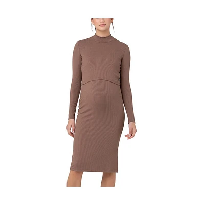 Ripe Maternity Ruby Rib Nursing Dress Mocha