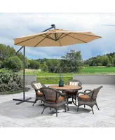 10 Ft Solar Led Patio Outdoor Umbrella Hanging Cantilever Umbrella Offset Umbrella