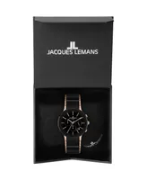 Jacques Lemans Men's Dublin Watch with High-Tech Ceramic Strap, Solid Stainless Steel Ip Rose, Chronograph, 1-1854