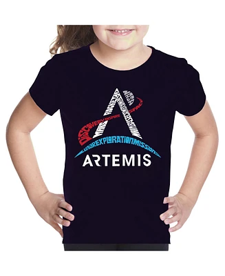 La Pop Art Girls Nasa Artemis Logo Word T-Shirt