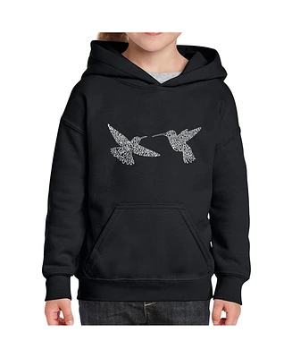 La Pop Art Girls Hummingbirds Word Hooded Sweatshirt