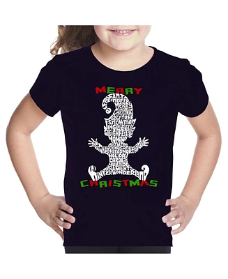 La Pop Art Girls Christmas Elf Word T-Shirt