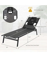 2 Pcs Patio Tanning Lounge Chair 5-Position Outdoor Recliner with Face Hole