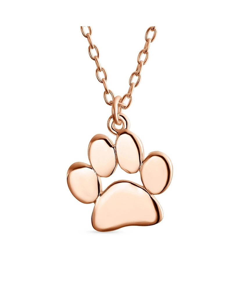 Bling Jewelry Dainty Dog Cat Pet Kitten Puppy Paw Print Pendant Necklace Animal For Women Sterling Silver