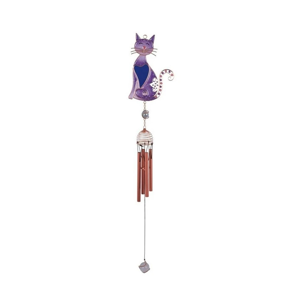 26" Long Purple Cat Gem Wind Chime