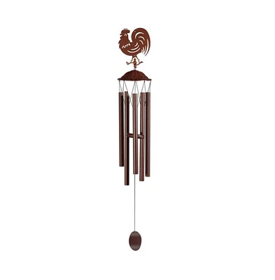38" Long Metal Brown Rooster Silhouette Wind Chime