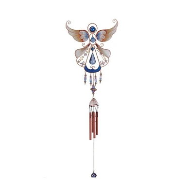 33" Long Angel Copper and Gem Wind Chime
