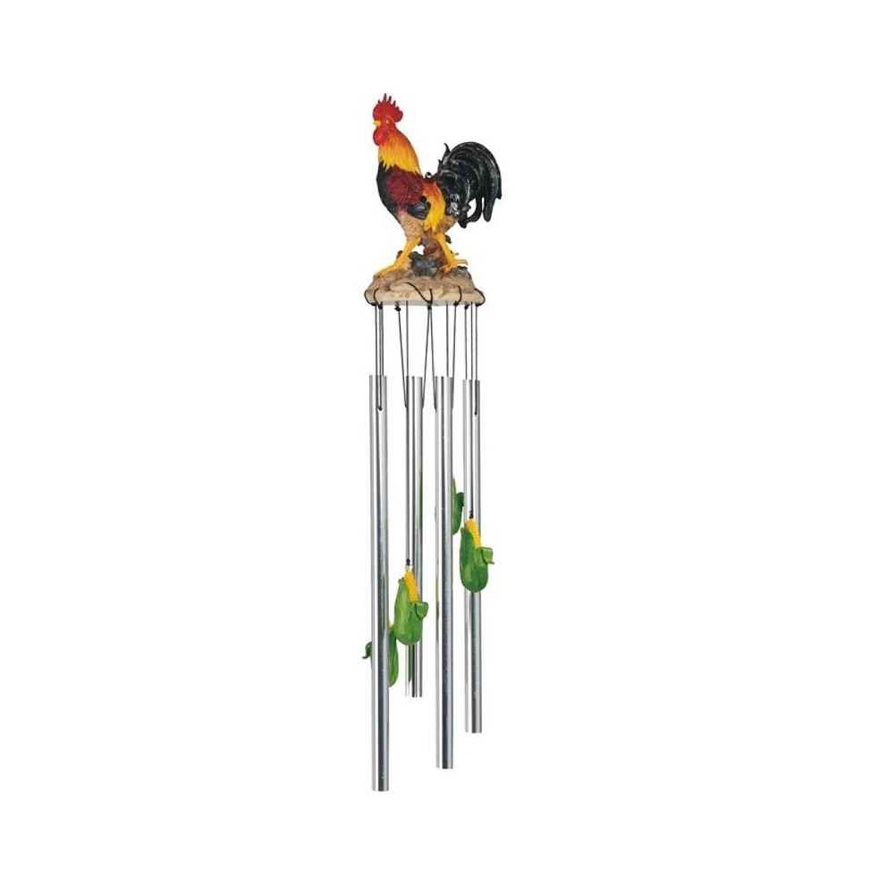 23" Long Rooster with Corn Round Top Wind Chime