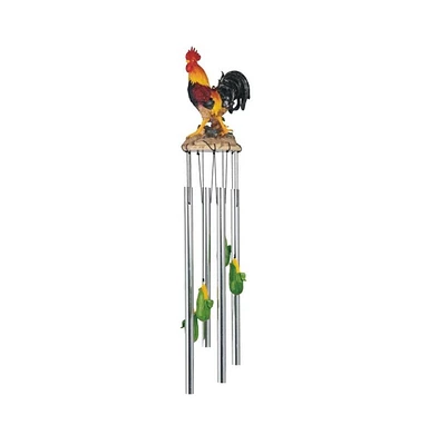 23" Long Rooster with Corn Round Top Wind Chime