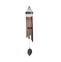 30" Long Black Oval Shape Wood Top Wind Chime