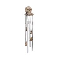 23" Long Skull Head Round Top Wind Chime Fantasy Figurine