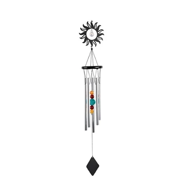 34" Long Metal Black Sun Wind Chime