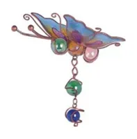 18" Long Blue Butterfly Wind Chime with Copper Gem