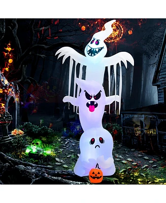 Costway 10 ft Inflatable Halloween Overlap Ghost Giant Decoration w/ Colorful Rgb Lights